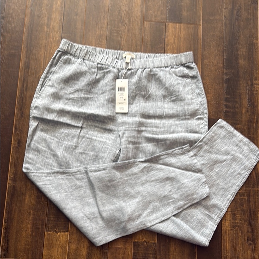 Eileen Fisher Gray Ankle Cropped Pants with Elastic Waistband